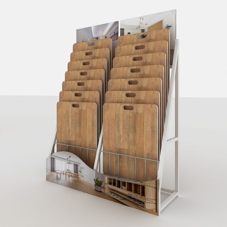 12-Tier Tile Sample Display Rack, Wooden Floor Tile Display